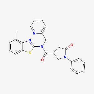 molecular formula C25H22N4O2S B3020527 N-(4-methylbenzo[d]thiazol-2-yl)-5-oxo-1-phenyl-N-(pyridin-2-ylmethyl)pyrrolidine-3-carboxamide CAS No. 1171553-24-4