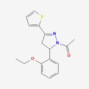 molecular formula C17H18N2O2S B3020531 1-[3-(2-Ethoxyphenyl)-5-thiophen-2-yl-3,4-dihydropyrazol-2-yl]ethanone CAS No. 710986-76-8