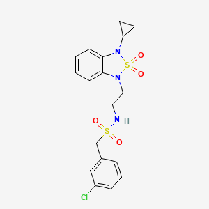 molecular formula C18H20ClN3O4S2 B3020539 1-(3-chlorophenyl)-N-[2-(3-cyclopropyl-2,2-dioxo-1,3-dihydro-2lambda6,1,3-benzothiadiazol-1-yl)ethyl]methanesulfonamide CAS No. 2097884-20-1