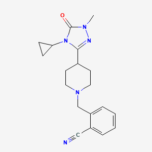 molecular formula C19H23N5O B3020547 2-((4-(4-cyclopropyl-1-methyl-5-oxo-4,5-dihydro-1H-1,2,4-triazol-3-yl)piperidin-1-yl)methyl)benzonitrile CAS No. 1797586-36-7