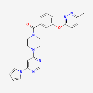molecular formula C24H23N7O2 B3020550 (4-(6-(1H-pyrrol-1-yl)pyrimidin-4-yl)piperazin-1-yl)(3-((6-methylpyridazin-3-yl)oxy)phenyl)methanone CAS No. 1421514-57-9