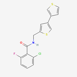 B3020553 2-Chloro-6-fluoro-N-[(4-thiophen-3-ylthiophen-2-yl)methyl]benzamide CAS No. 2379986-26-0
