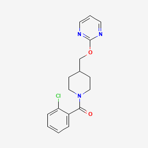 molecular formula C17H18ClN3O2 B3020554 (2-Chlorophenyl)-[4-(pyrimidin-2-yloxymethyl)piperidin-1-yl]methanone CAS No. 2380011-05-0