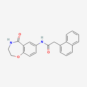 molecular formula C21H18N2O3 B3020561 2-(naphthalen-1-yl)-N-(5-oxo-2,3,4,5-tetrahydrobenzo[f][1,4]oxazepin-7-yl)acetamide CAS No. 922078-72-6