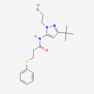 molecular formula C18H25N3O2S B3020569 N-(3-(tert-butyl)-1-(2-hydroxyethyl)-1H-pyrazol-5-yl)-3-(phenylthio)propanamide CAS No. 1334376-08-7