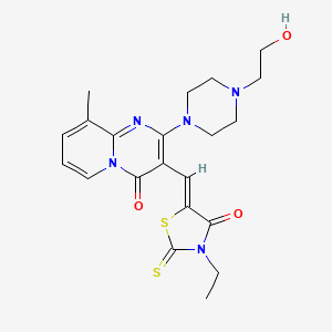 molecular formula C21H25N5O3S2 B3020575 (Z)-3-乙基-5-((2-(4-(2-羟乙基)哌嗪-1-基)-9-甲基-4-氧代-4H-吡啶并[1,2-a]嘧啶-3-基)亚甲基)-2-硫代噻唑烷-4-酮 CAS No. 498571-35-0