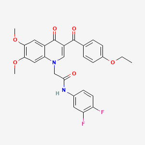 molecular formula C28H24F2N2O6 B3020584 N-(3,4-difluorophenyl)-2-[3-(4-ethoxybenzoyl)-6,7-dimethoxy-4-oxoquinolin-1-yl]acetamide CAS No. 872198-80-6