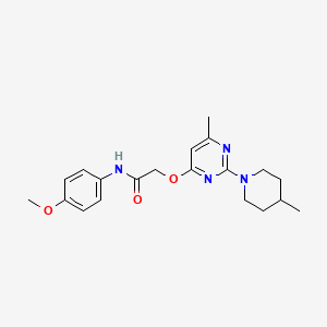 molecular formula C20H26N4O3 B3020589 N-(4-methoxyphenyl)-2-{[6-methyl-2-(4-methylpiperidin-1-yl)pyrimidin-4-yl]oxy}acetamide CAS No. 1226457-95-9