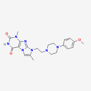 molecular formula C22H27N7O3 B3020601 8-(2-(4-(4-methoxyphenyl)piperazin-1-yl)ethyl)-1,7-dimethyl-1H-imidazo[2,1-f]purine-2,4(3H,8H)-dione CAS No. 919034-61-0