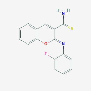 2-(2-Fluorophenyl)iminochromene-3-carbothioamide