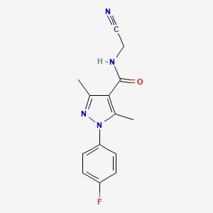 molecular formula C14H13FN4O B3020606 N-(cyanomethyl)-1-(4-fluorophenyl)-3,5-dimethyl-1H-pyrazole-4-carboxamide CAS No. 1252360-04-5
