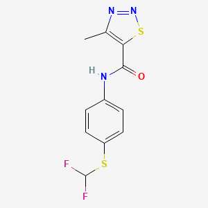 molecular formula C11H9F2N3OS2 B3020618 N-[4-(difluoromethylsulfanyl)phenyl]-4-methylthiadiazole-5-carboxamide CAS No. 897837-36-4