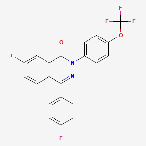 molecular formula C21H11F5N2O2 B3020622 7-Fluoro-4-(4-fluorophenyl)-2-[4-(trifluoromethoxy)phenyl]phthalazin-1-one CAS No. 161716-21-8