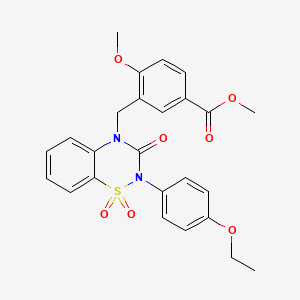molecular formula C25H24N2O7S B3020623 methyl 3-((2-(4-ethoxyphenyl)-1,1-dioxido-3-oxo-2H-benzo[e][1,2,4]thiadiazin-4(3H)-yl)methyl)-4-methoxybenzoate CAS No. 899998-80-2