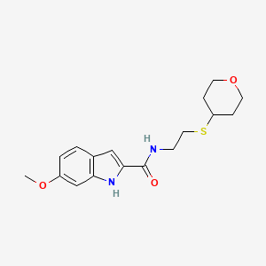 molecular formula C17H22N2O3S B3020624 6-methoxy-N-(2-((tetrahydro-2H-pyran-4-yl)thio)ethyl)-1H-indole-2-carboxamide CAS No. 1903335-05-6