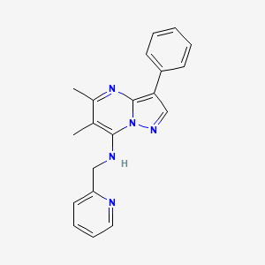molecular formula C20H19N5 B3020644 5,6-dimethyl-3-phenyl-N-(pyridin-2-ylmethyl)pyrazolo[1,5-a]pyrimidin-7-amine CAS No. 900872-08-4
