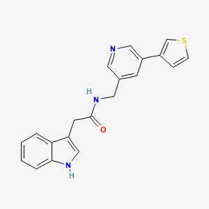 2-(1H-indol-3-yl)-N-((5-(thiophen-3-yl)pyridin-3-yl)methyl)acetamide