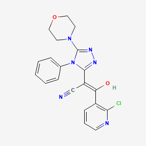 molecular formula C20H17ClN6O2 B3020653 (Z)-3-(2-Chloropyridin-3-yl)-3-hydroxy-2-(5-morpholin-4-yl-4-phenyl-1,2,4-triazol-3-yl)prop-2-enenitrile CAS No. 327073-73-4
