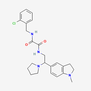 molecular formula C24H29ClN4O2 B3020656 N1-(2-chlorobenzyl)-N2-(2-(1-methylindolin-5-yl)-2-(pyrrolidin-1-yl)ethyl)oxalamide CAS No. 922067-23-0