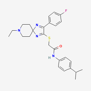 2-((8-ethyl-3-(4-fluorophenyl)-1,4,8-triazaspiro[4.5]deca-1,3-dien-2-yl)thio)-N-(4-isopropylphenyl)acetamide