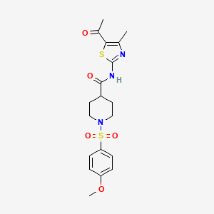 N-(5-acetyl-4-methylthiazol-2-yl)-1-((4-methoxyphenyl)sulfonyl)piperidine-4-carboxamide
