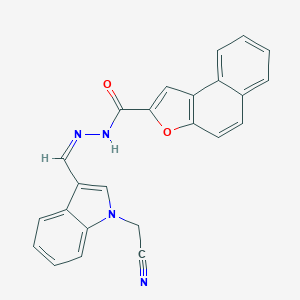 molecular formula C24H16N4O2 B302067 N'-{[1-(cyanomethyl)-1H-indol-3-yl]methylene}naphtho[2,1-b]furan-2-carbohydrazide 