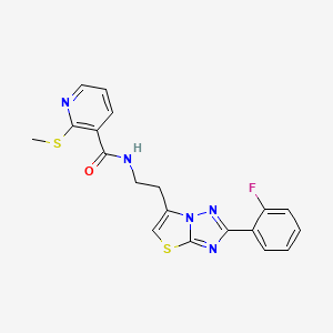 N-(2-(2-(2-fluorophenyl)thiazolo[3,2-b][1,2,4]triazol-6-yl)ethyl)-2-(methylthio)nicotinamide