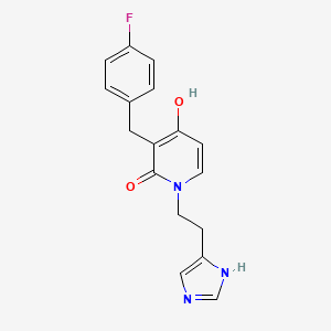 molecular formula C17H16FN3O2 B3020684 3-(4-fluorobenzyl)-4-hydroxy-1-[2-(1H-imidazol-5-yl)ethyl]-2(1H)-pyridinone CAS No. 478247-92-6