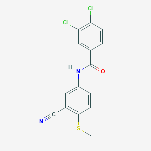 molecular formula C15H10Cl2N2OS B3020693 3,4-Dichloro-N-(3-cyano-4-(methylsulfanyl)phenyl)benzenecarboxamide CAS No. 306980-81-4
