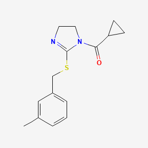 Cyclopropyl-[2-[(3-methylphenyl)methylsulfanyl]-4,5-dihydroimidazol-1-yl]methanone