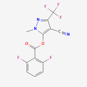 molecular formula C13H6F5N3O2 B3020703 4-cyano-1-methyl-3-(trifluoromethyl)-1H-pyrazol-5-yl 2,6-difluorobenzenecarboxylate CAS No. 956825-59-5