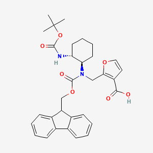 molecular formula C32H36N2O7 B3020704 2-[[9H-Fluoren-9-ylmethoxycarbonyl-[(1R,2R)-2-[(2-methylpropan-2-yl)oxycarbonylamino]cyclohexyl]amino]methyl]furan-3-carboxylic acid CAS No. 2137069-94-2