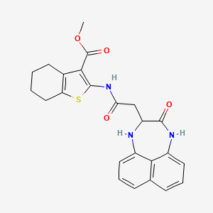 molecular formula C24H23N3O4S B3020714 Methyl 2-{[(3-oxo-1,2,3,4-tetrahydronaphtho[1,8-ef][1,4]diazepin-2-yl)acetyl]amino}-4,5,6,7-tetrahydro-1-benzothiophene-3-carboxylate CAS No. 1094757-32-0