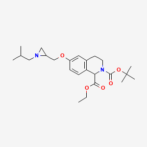 molecular formula C24H36N2O5 B3020718 2-O-Tert-butyl 1-O-ethyl 6-[[1-(2-methylpropyl)aziridin-2-yl]methoxy]-3,4-dihydro-1H-isoquinoline-1,2-dicarboxylate CAS No. 2418648-71-0