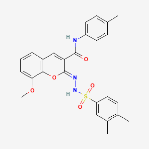 (2Z)-2-[(3,4-dimethylphenyl)sulfonylhydrazinylidene]-8-methoxy-N-(4-methylphenyl)chromene-3-carboxamide