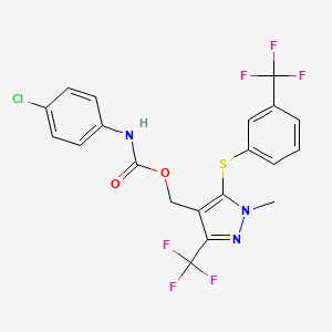 (1-methyl-3-(trifluoromethyl)-5-{[3-(trifluoromethyl)phenyl]sulfanyl}-1H-pyrazol-4-yl)methyl N-(4-chlorophenyl)carbamate