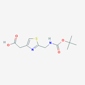molecular formula C11H16N2O4S B3020732 2-(2-(((tert-Butoxycarbonyl)amino)methyl)thiazol-4-yl)acetic acid CAS No. 1181664-88-9