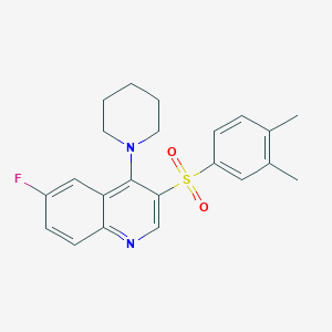 molecular formula C22H23FN2O2S B3020745 3-(3,4-Dimethylphenyl)sulfonyl-6-fluoro-4-piperidin-1-ylquinoline CAS No. 887223-18-9