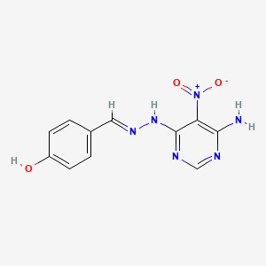 molecular formula C11H10N6O3 B3020750 (E)-4-((2-(6-amino-5-nitropyrimidin-4-yl)hydrazono)methyl)phenol CAS No. 325734-24-5