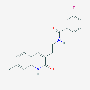 molecular formula C20H19FN2O2 B3020753 N-(2-(7,8-dimethyl-2-oxo-1,2-dihydroquinolin-3-yl)ethyl)-3-fluorobenzamide CAS No. 851407-68-6