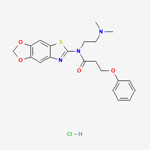 molecular formula C21H24ClN3O4S B3020758 N-([1,3]dioxolo[4',5':4,5]benzo[1,2-d]thiazol-6-yl)-N-(2-(dimethylamino)ethyl)-3-phenoxypropanamide hydrochloride CAS No. 1185119-65-6