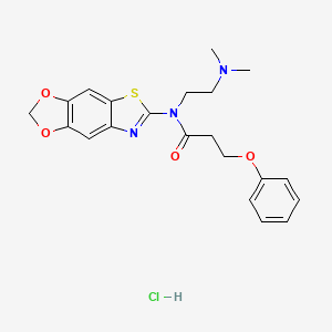 molecular formula C21H24ClN3O4S B3020758 N-[2-(dimethylamino)ethyl]-N-([1,3]dioxolo[4,5-f][1,3]benzothiazol-6-yl)-3-phenoxypropanamide;hydrochloride CAS No. 1185119-65-6