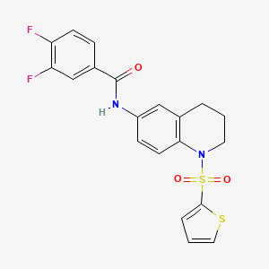 molecular formula C20H16F2N2O3S2 B3020769 3,4-difluoro-N-(1-(thiophen-2-ylsulfonyl)-1,2,3,4-tetrahydroquinolin-6-yl)benzamide CAS No. 942006-81-7