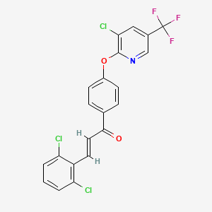 molecular formula C21H11Cl3F3NO2 B3020777 (E)-1-[4-[3-chloro-5-(trifluoromethyl)pyridin-2-yl]oxyphenyl]-3-(2,6-dichlorophenyl)prop-2-en-1-one CAS No. 551920-80-0