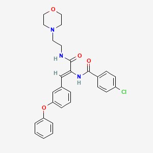 molecular formula C28H28ClN3O4 B3020780 (Z)-4-chloro-N-(3-((2-morpholinoethyl)amino)-3-oxo-1-(3-phenoxyphenyl)prop-1-en-2-yl)benzamide CAS No. 468753-55-1