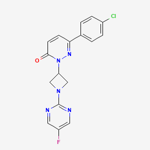 molecular formula C17H13ClFN5O B3020783 6-(4-Chlorophenyl)-2-[1-(5-fluoropyrimidin-2-yl)azetidin-3-yl]pyridazin-3-one CAS No. 2380167-19-9