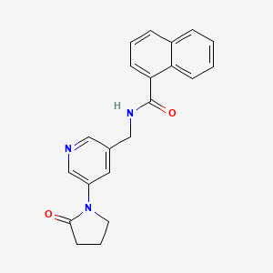 molecular formula C21H19N3O2 B3020784 N-((5-(2-oxopyrrolidin-1-yl)pyridin-3-yl)methyl)-1-naphthamide CAS No. 2034464-91-8
