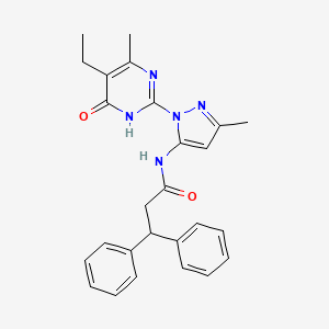 N-[2-(5-Ethyl-4-methyl-6-oxo-1H-pyrimidin-2-yl)-5-methylpyrazol-3-yl]-3,3-diphenylpropanamide