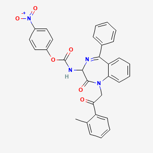 N-(2,5-diaza-2-(2-(2-methylphenyl)-2-oxoethyl)-3-oxo-6-phenylbicyclo[5.4.0]undeca-1(7),5,8,10-tetraen-4-yl)(4-nitrophenoxy)formamide