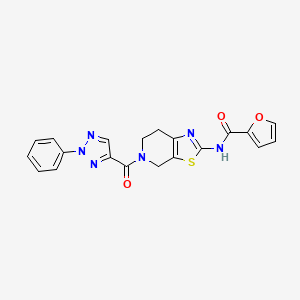 molecular formula C20H16N6O3S B3020809 N-(5-(2-phenyl-2H-1,2,3-triazole-4-carbonyl)-4,5,6,7-tetrahydrothiazolo[5,4-c]pyridin-2-yl)furan-2-carboxamide CAS No. 1351644-50-2